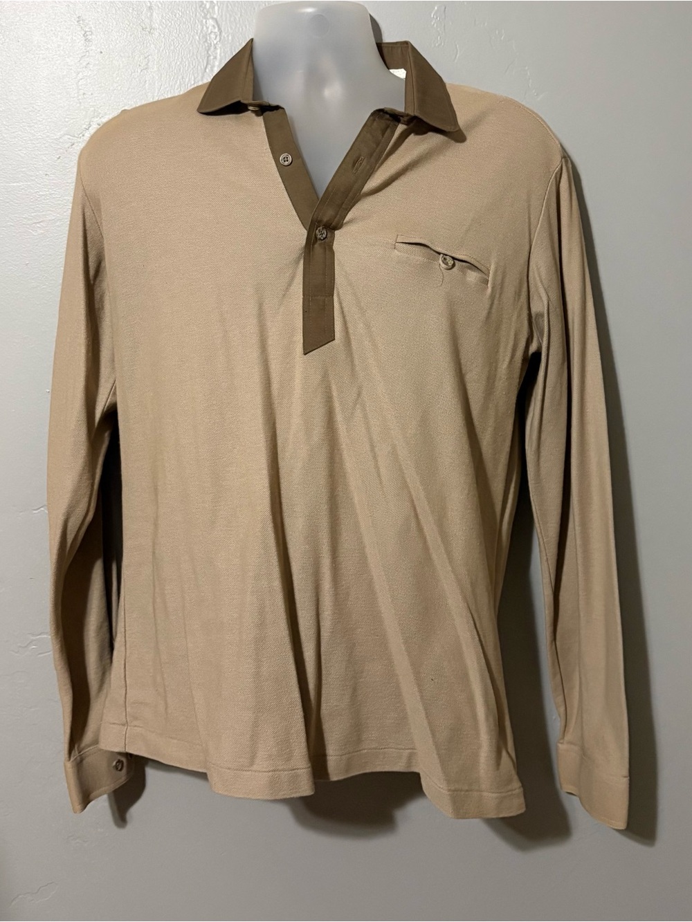 vintage 80s JOHN HENRY AERTEX Polo shirt Mens L Brown Collared